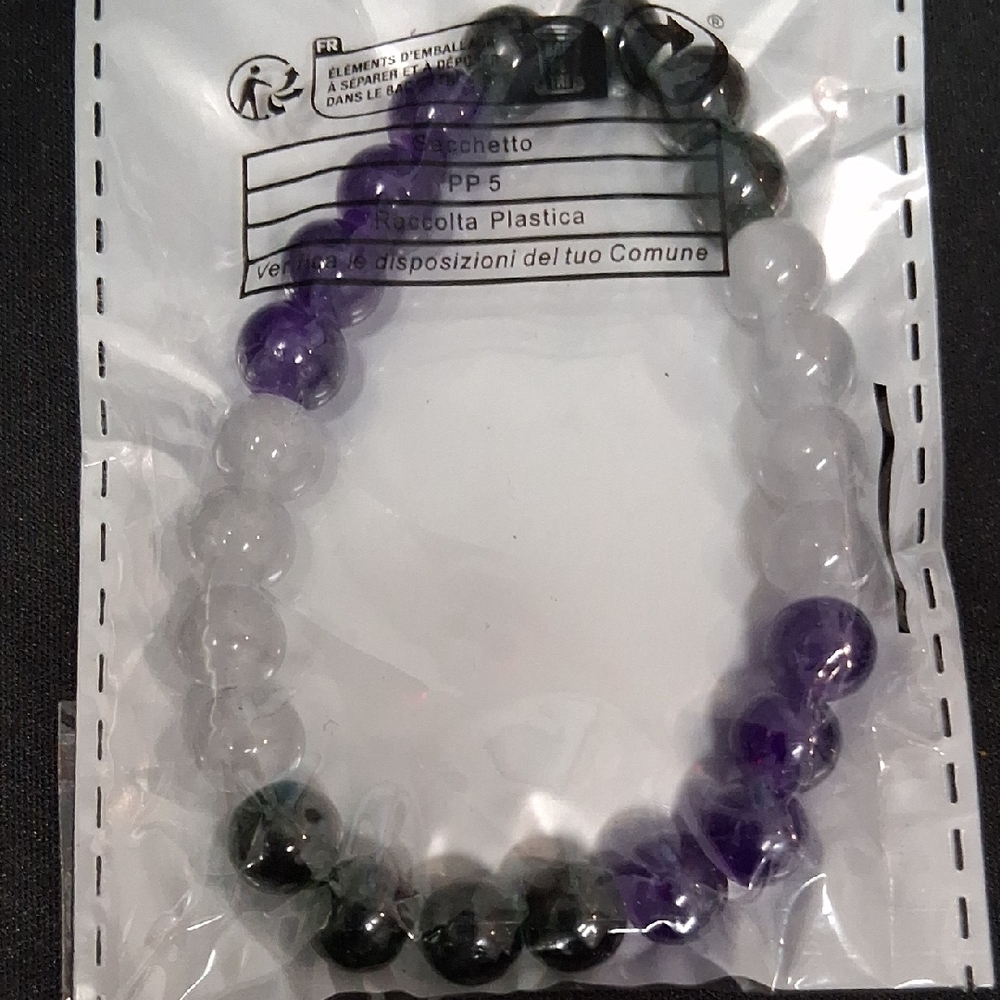 Purple and Black Beaded Bracelet